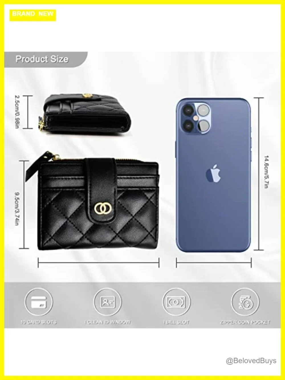 Small Credit Card Holder Wallet Women Bifold Zipper Coin Purse with ID Window